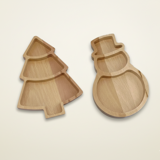 Christmas Wood Charcuterie Appetizer Tray Snowman Tree
